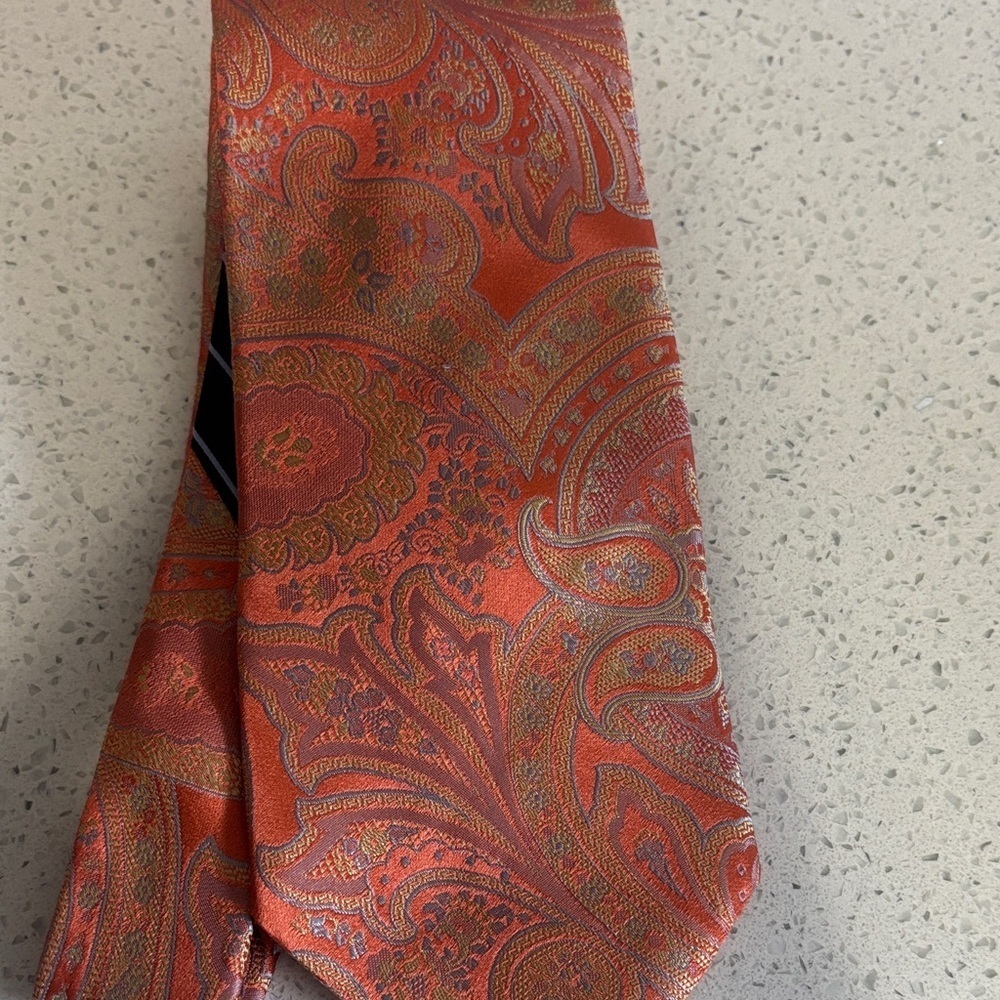 Tommy Hilfiger Red and Gold Paisley Tie